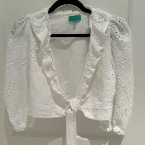 Waimari wrap top eyelet white S